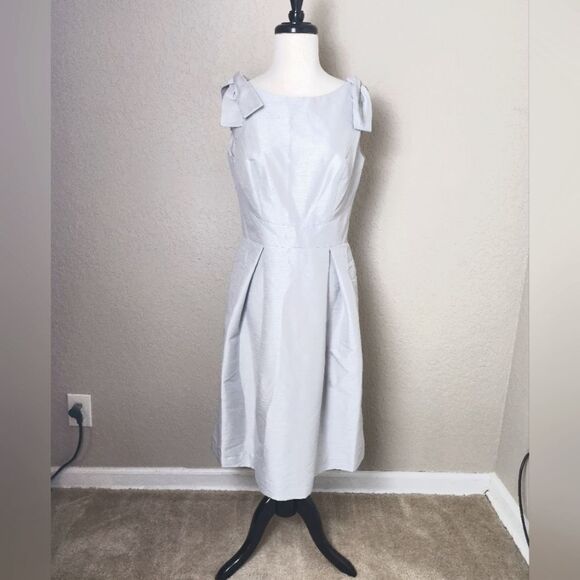 Alfred Sung Dupioni Cocktail Mini Dress Dove Gray Size 8 - Picture 2 of 10